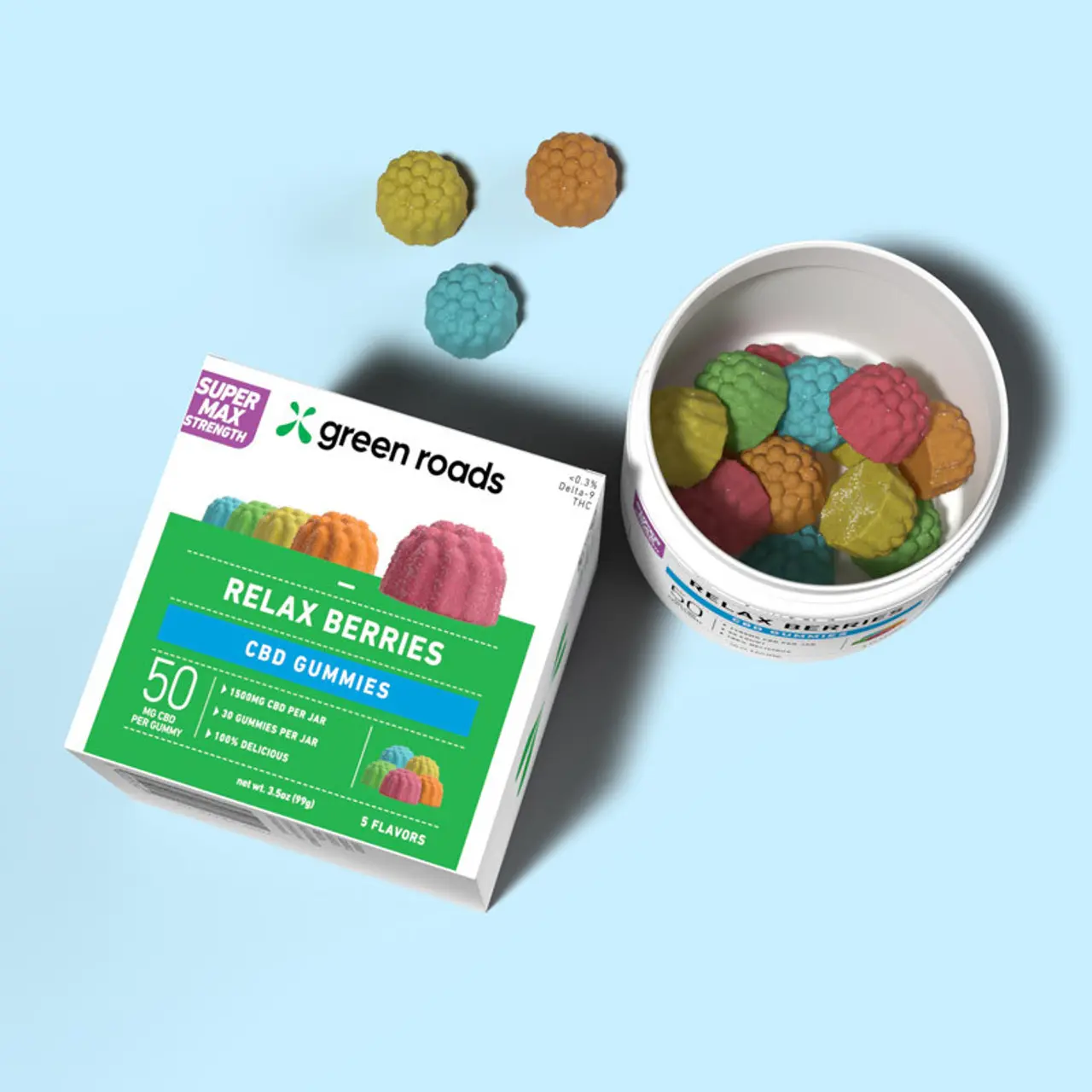Green Roads Super Max Strength CBD Relax Berries - (30ct) 1,500mg - Image 2