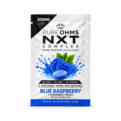 Pure Ohms NXT Complex Pure Kratom Alkaloids Tablets Blue Raspberry Single